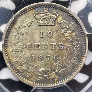 1870 Canada 10 Cents PCGS XF45 Lot#G5086 Silver! Narrow "0"