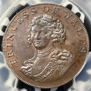 1795 G.B. Middlesex Wales Princess 1/2 Penny Conder Token PCGS MS63BN Lot#G5523
