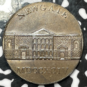 1794 G.B. Newgate Prison 1/2 Penny Conder Token Lot#JM5962 High Grade! Beautiful