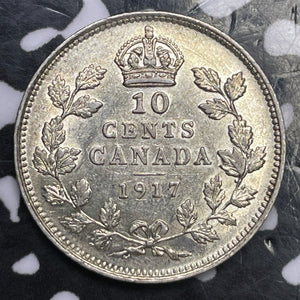 1917 Canada 10 Cents Lot#D2579 Silver! High Grade! Beautiful!