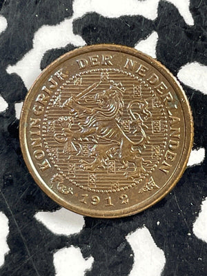 1912 Netherlands 1/2 Cent Half Cent Lot#M2021 High Grade! Beautiful!