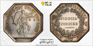 (1860-79) France Notaries Of Blaye Jeton PCGS MS62 Lot#G4962 Silver! Nice UNC!