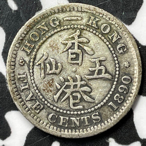 1890 Hong Kong 5 Cents Lot#D6674 Silver!