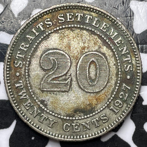 1927 Straits Settlements 20 Cents Lot#D4684 Silver!