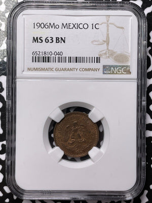 1906-Mo Mexico 1 Centavo NGC MS63BN Lot#G4794 Choice UNC!
