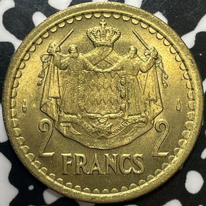 (1945) Monaco 2 Francs Lot#M7382 High Grade! Beautiful!