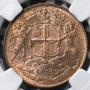 1858 India 1/4 Anna NGC MS64RB Lot#G6812 Choice UNC!