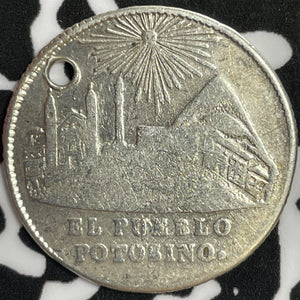 1852 Bolivia 1 Sol Proclamation Lot#M9492 Silver! Holed