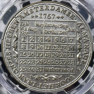 1767 Netherlands Amsterdam William Of Orange Calendar Medal PCGS MS62 Lot#G5087