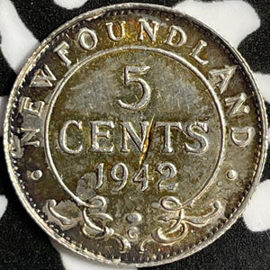 1942-C Newfoundland 5 Cents Lot#D4812 Silver! High Grade! Beautiful!