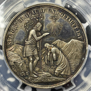(19th Century) Germany Baptismal Medal PCGS SP63 Lot#G6166 Silver! Choice UNC!