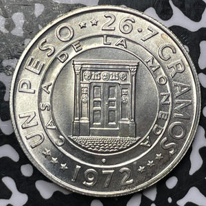 1972 Dominican Republic 1 Peso Lot#M9164 Large Silver! High Grade! Beautiful!
