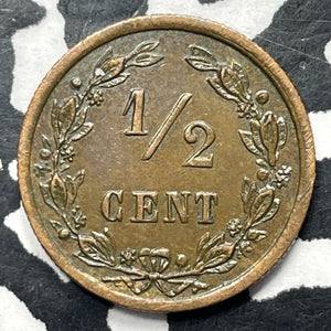 1901 Netherlands 1/2 Cent Half Cent Lot#M1968 High Grade! Beautiful!