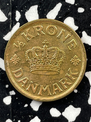 1925 Denmark 1/2 Krone Lot#M2753 High Grade! Beautiful!