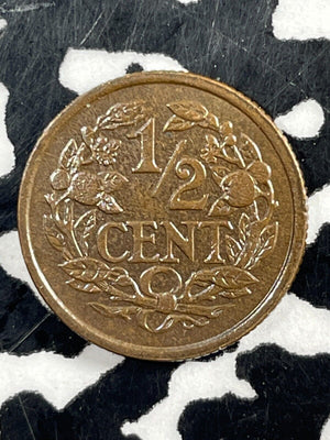 1912 Netherlands 1/2 Cent Half Cent Lot#M2021 High Grade! Beautiful!