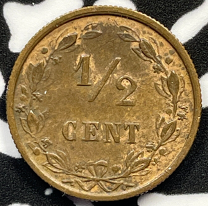 1884 Netherlands 1/2 Cent Half Cent Lot#M3337 Nice!