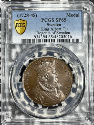 (1728-1745) Sweden King Albert Medal PCGS SP65 Lot#G6610 Gem BU!
