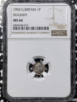 1904 Great Britain Maundy 1 Penny NGC MS66 Lot#G5396 Silver! Gem BU!