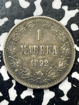 1892 Finland 1 Markka Lot#V9868 Silver!