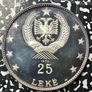 1970 Albania 25 Leke Lot#OV607 Large Silver! Proof! 500 Minted!
