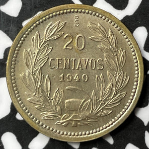 1940 Chile 20 Centavos Lot#M8656 High Grade! Beautiful!
