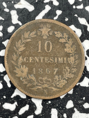 1867-N Italy 10 Centesimi Lot#M2844