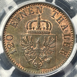 1869-A Germany Prussia 3 Pfennig PCGS MS63RB Lot#G6295 Choice UNC!
