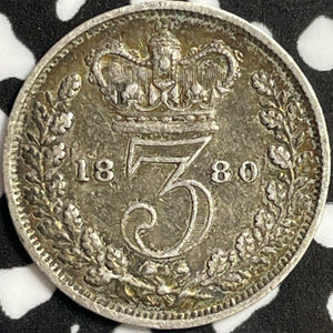 1880 Great Britain 3 Pence Threepence Lot#D3039 Silver!