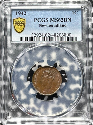 1942 Newfoundland Small Cent PCGS MS62BN Lot#G6780 Nice UNC!
