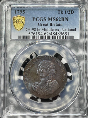 1795 GB Middlesex Princess Of Wales 1/2 Penny Conder Token PCGS MS62BN Lot#G5943