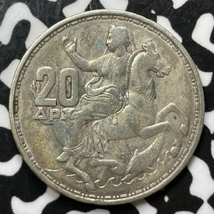 1960 Greece 20 Drachmai Lot#M7985 Silver! Nice!