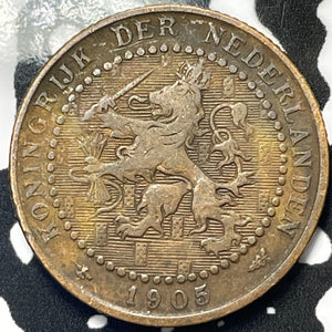 1905 Netherlands 1 Cent Lot#M3979
