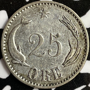1905 Denmark 25 Ore Lot#D1601 Silver! Nice!