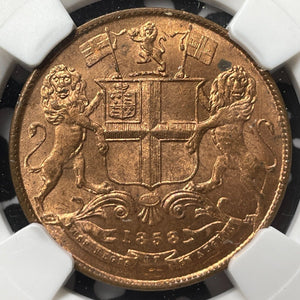 1858 India 1/4 Anna NGC MS64RB Lot#G6813 Choice UNC!