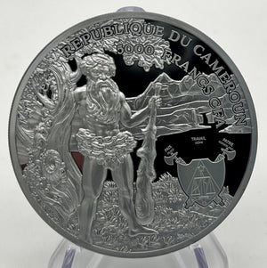 2022 Cameroon 5000 Franc Wildman 5oz Silver Ultra High Relief Black Proof 250 Minted!