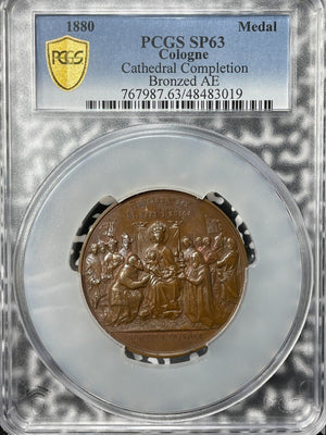 1880 Germany Cologne Cathedral Completion Medal PCGS SP63 Lot#GV6191 Choice UNC!
