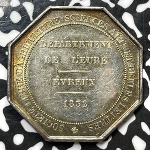 1832 France Evreux Agricultural Science & Arts Medal Lot#JM5789 Silver! 31mm