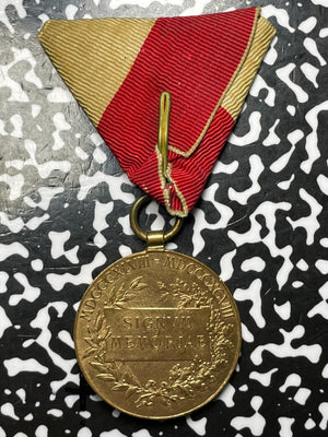 1898 Austria "Signvum Memoriae" Bronze Medal Lot#OV996 With Ribbon, 34mm