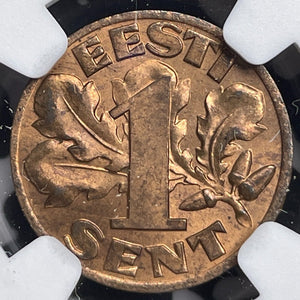 1929 Estonia 1 Sent NGC MS65RB Lot#G6706 Gem BU!