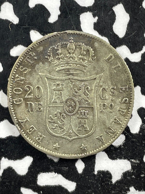 1881 Spain 20 Centimos Lot#M2514 Silver!