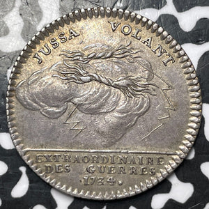 1735 France Louis XV "Jussa Volant" Jeton Lot#JM6667 Silver! Mitch-3537, 30mm
