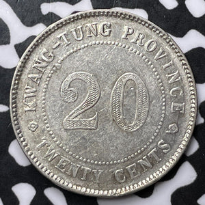 (1920) China Kwangtung 20 Cents Lot#D1863 Silver! Nice Detail, Old Cleaning