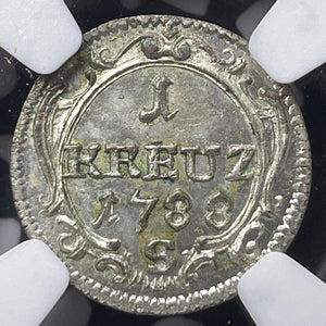 1788-S Germany Brandenburg-Ansbach 1 Kreuzer NGC MS65 Lot#G6757 Gem BU!