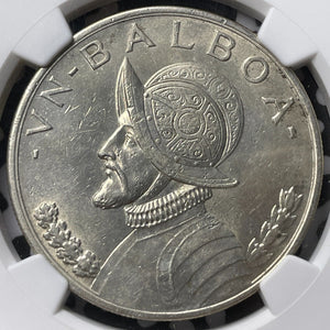 1931 Panama 1 Balboa NGC MS62 Lot#G6411 Large Silver Coin! Nice UNC!