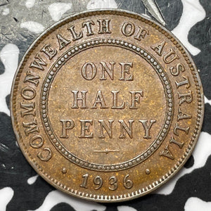 1936 Australia 1/2 Penny Half Penny Lot#D3985 Nice!
