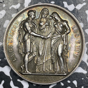 U/D France "Religion Unites Them" Marriage Medal Lot#JM6460 Silver! 37mm