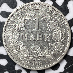 1900-G Germany 1 Mark Lot#D6744 Silver! Key Date! Old Cleaning
