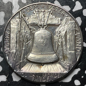 1917 Germany Nurnberg WWI Propaganda Mortar/Bell Medal Lot#JM5574 Silver!