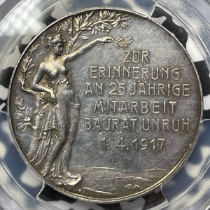 1917 Germany Construction Officer Unrug Medal PCGS AU58 Lot#G6167 Silver!