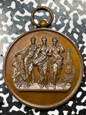 Undated France 3 Muses Bronze Music Award Medal Lot#OV1027 50mm
